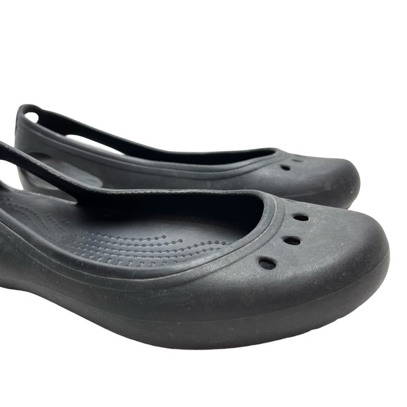 CROCS Black Slip On Round Toe Rubber Waterproof Flats Loafers Casual Shoes sz 8 - Picture 2 of 16